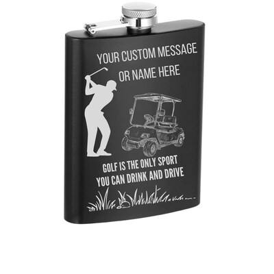 Urbalabs Personalized Funny Golf Flask Golf Accessories For Men Golf Only Sport You Can Drive Drunk Wedding Favors Laser Engraved 8 oz Steel - image1